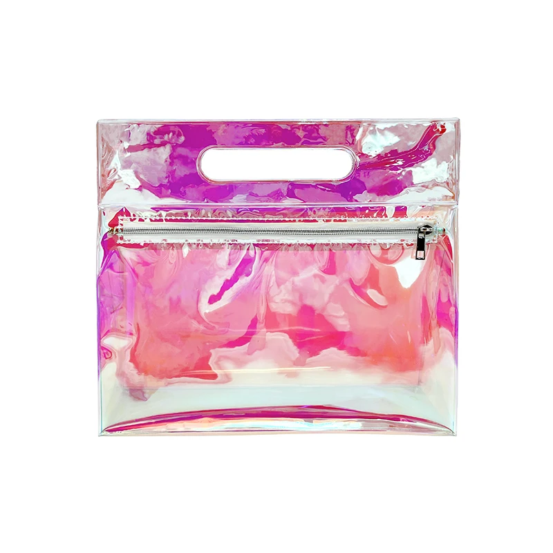 Holographic Illusion PVC Cosmetic Bag Waterproof Travel Wash Bag Beauty Makeup Bags With Custom Logo