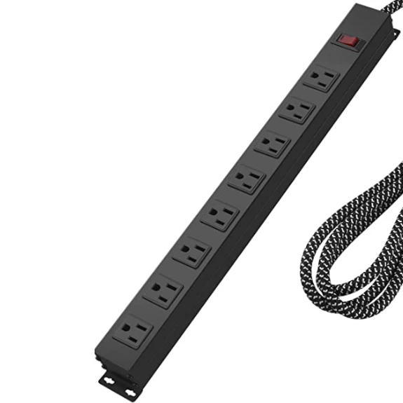 Good Quality Surge Protector Rack Mounted Metal Material 8 Outlets Power Strip for 125V 15A Long Power Strip