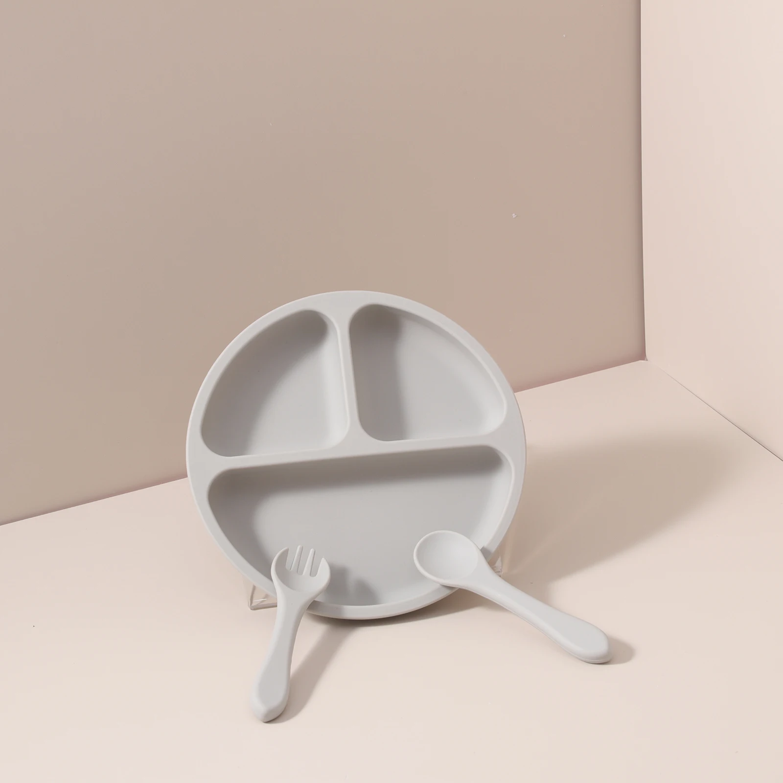 Silicone Child Plate Baby Plates Sets Baby Feeding Dish Suction Baby Silicone Tableware Plate With Spoon Fork