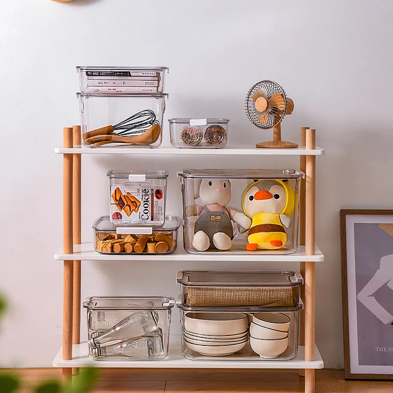 Eco-friendly stackable modern  plastic transparent storage box with lid for toy clothes storage