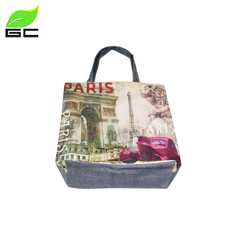 Promotional Customized High Quality Linen Printed Handbag with Own Design