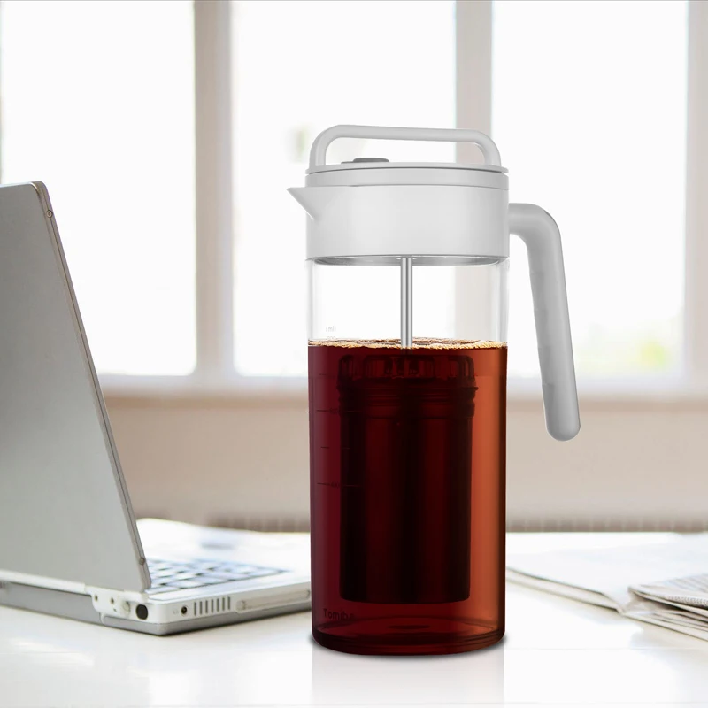Eco-friendly Portable 900ml Free Leak proof Glass Iced Cold Brew Coffee Filter Maker