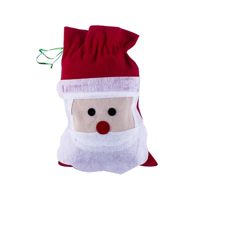 Christmas Red Velvet Gift drawstring bag Santa Cloth candy Pouches with drawstring personalized felt drawstring bags for kids