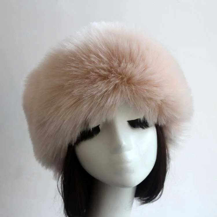 Jachon High Quality Wholesale Winter Warm Faux fox Fur Wide Headband for Women Hair Accessories Ladies Russian Headwraps Fur Hat