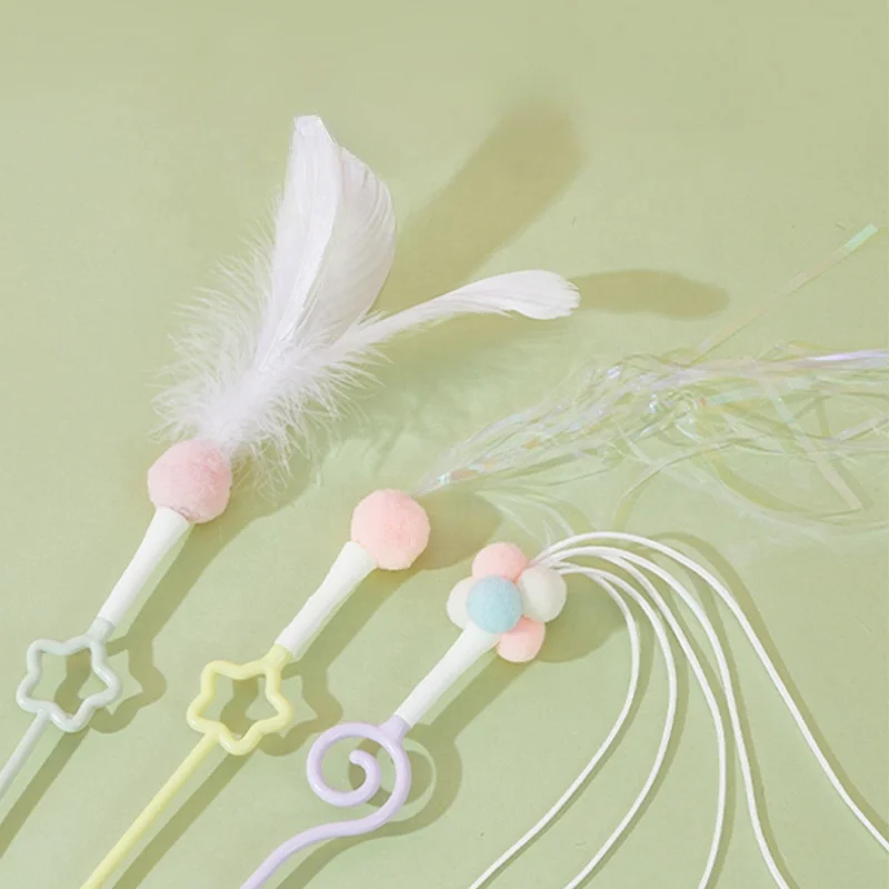 Magical Feathers Cat Toy Interchangeable Cat Stick Interactive Cat Wand Toys