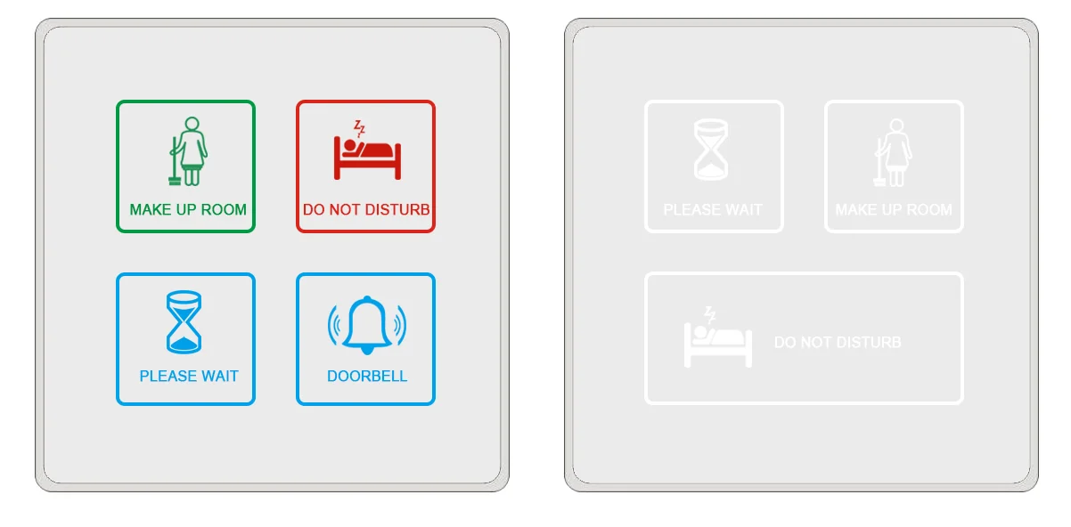 Small LED Doorplate Touch Doorbell DND MUR LOGO Room Number Sign Electronic Doorplate Do Not Disturb Room Status Smart Switch