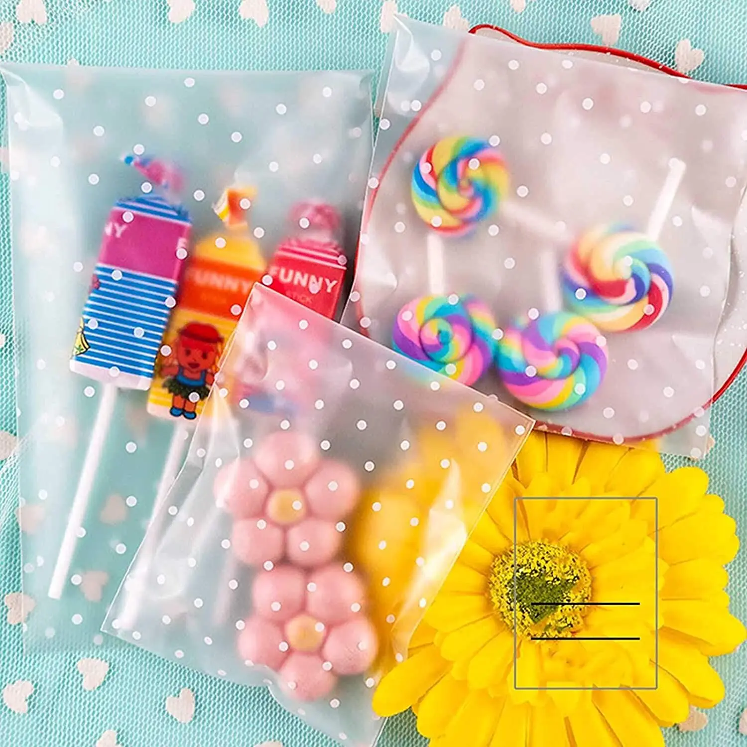 Candy Food Packing Bag Custom Design Self-adhesive Bag Transparent Resealable Cellophane OPP Plastic Shrink Bag CPP Sweet Bread