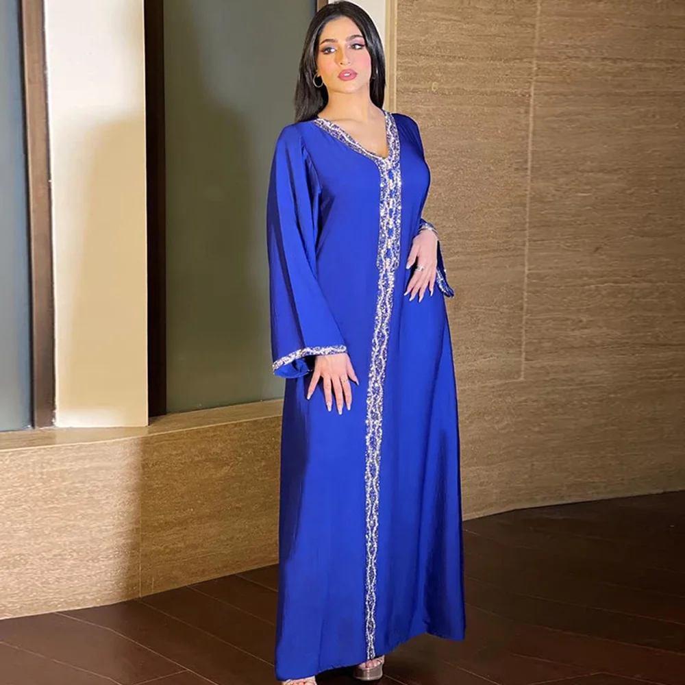 Moroccan Caftan Evening Dress Eid Mubarak Islam Clothing Kimono Plus Size Boubou Djellaba Arabic Dubai Abayas for Women Abaya