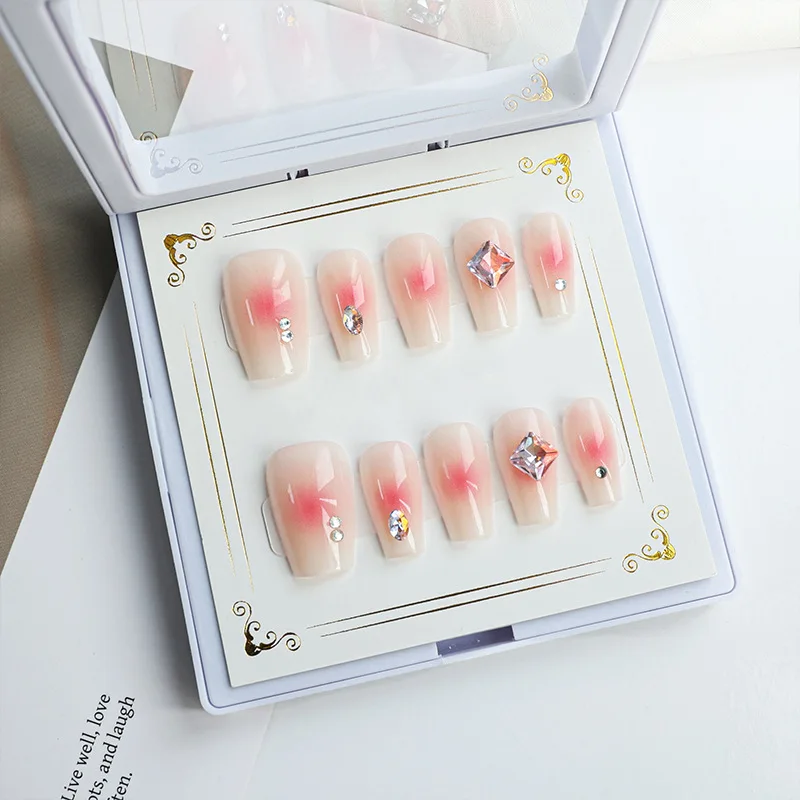 Wholesale Short Coffin False Nail French Tip Finished False Nails Reusable Handmade Press On Nails