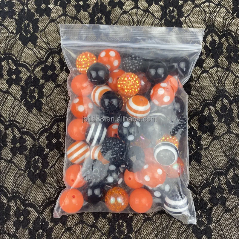 RTS 20mm Halloween bee color round mixed style beads acrylic chunky beads for jewelry making bubblegum beads necklace wholesale