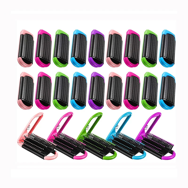Hot Sale Travel Portable Folding Hair Brush Anti-static Mini Hair Comb Pocket Massage Hair Brush with Mirror