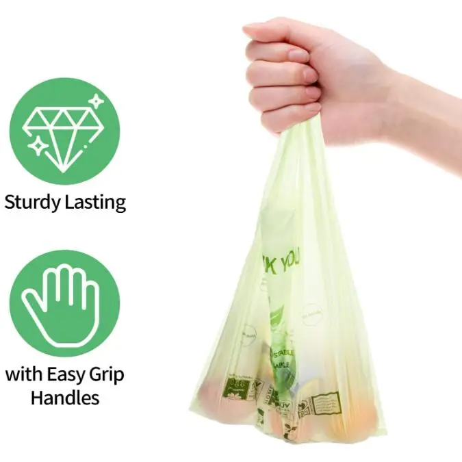 Wholesale Compostable Pla Corn Starch Supermarket Plastic Tshirt Food Packaging Vest Grocery Bag On Roll
