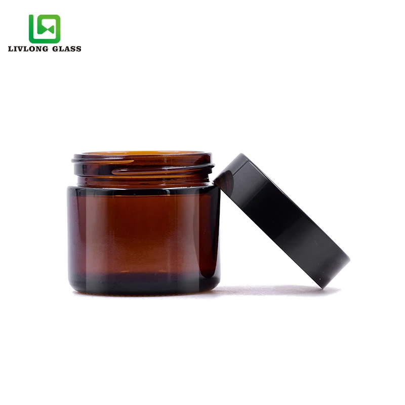 Raw material 2 oz amber glass jars amber glass jar with black cap or aluminum lid