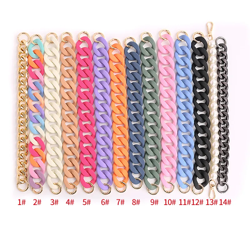 Women Fashion Candy Color Plastic Acrylic Acetate Bag Accessories Link Chain Strap For Coffee Cup Holder Handbags Bag Handle