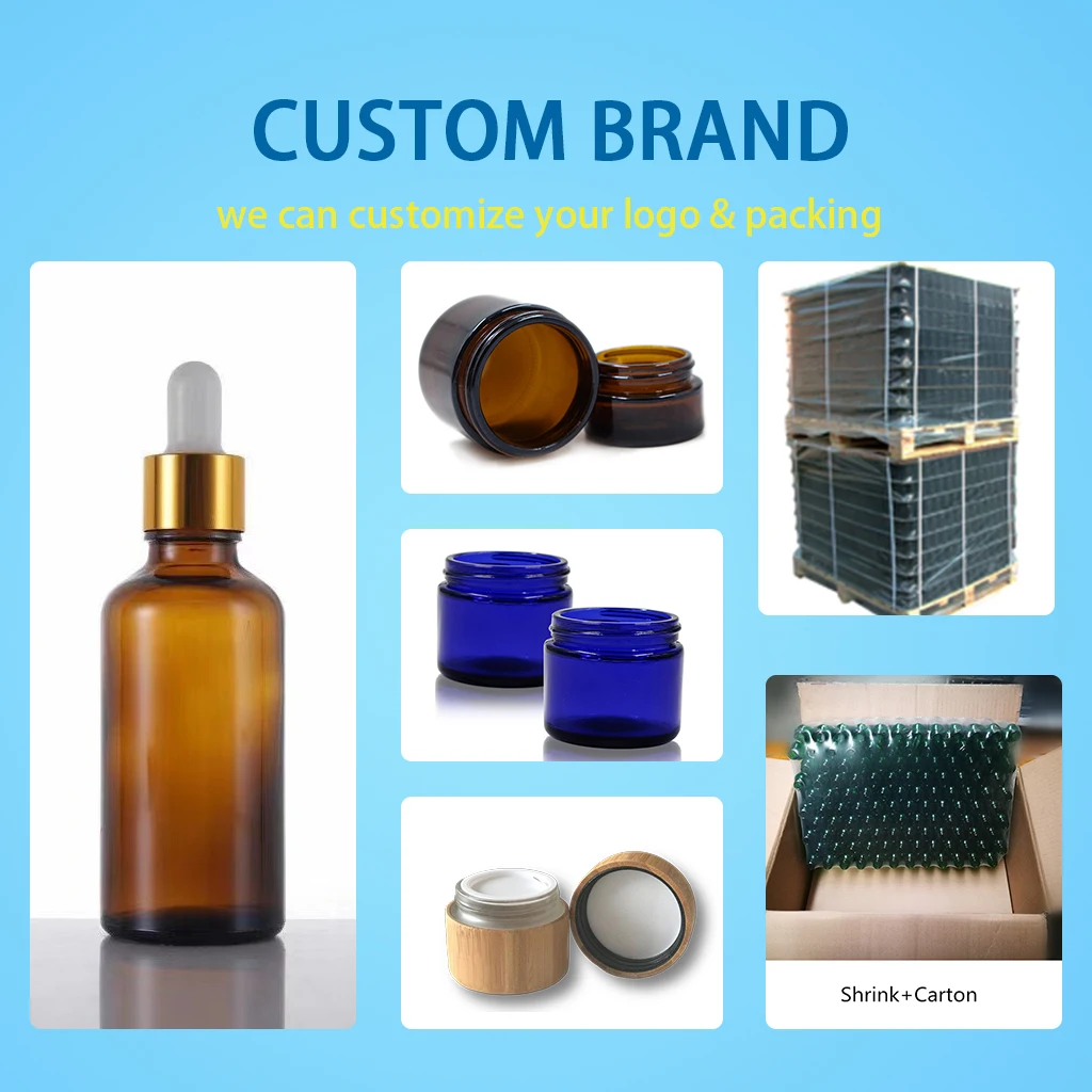 Clear Round Screw Neck Cosmetic Glass Jar 60ml Plastic caps