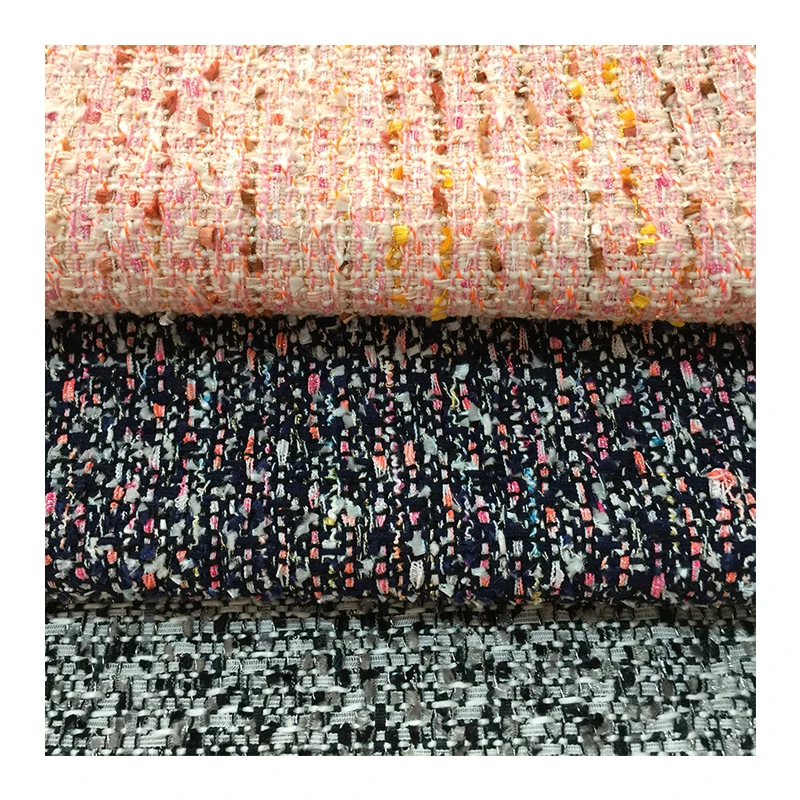 designer breathable beautiful dress shiny suit fancy tweed boucle fabric