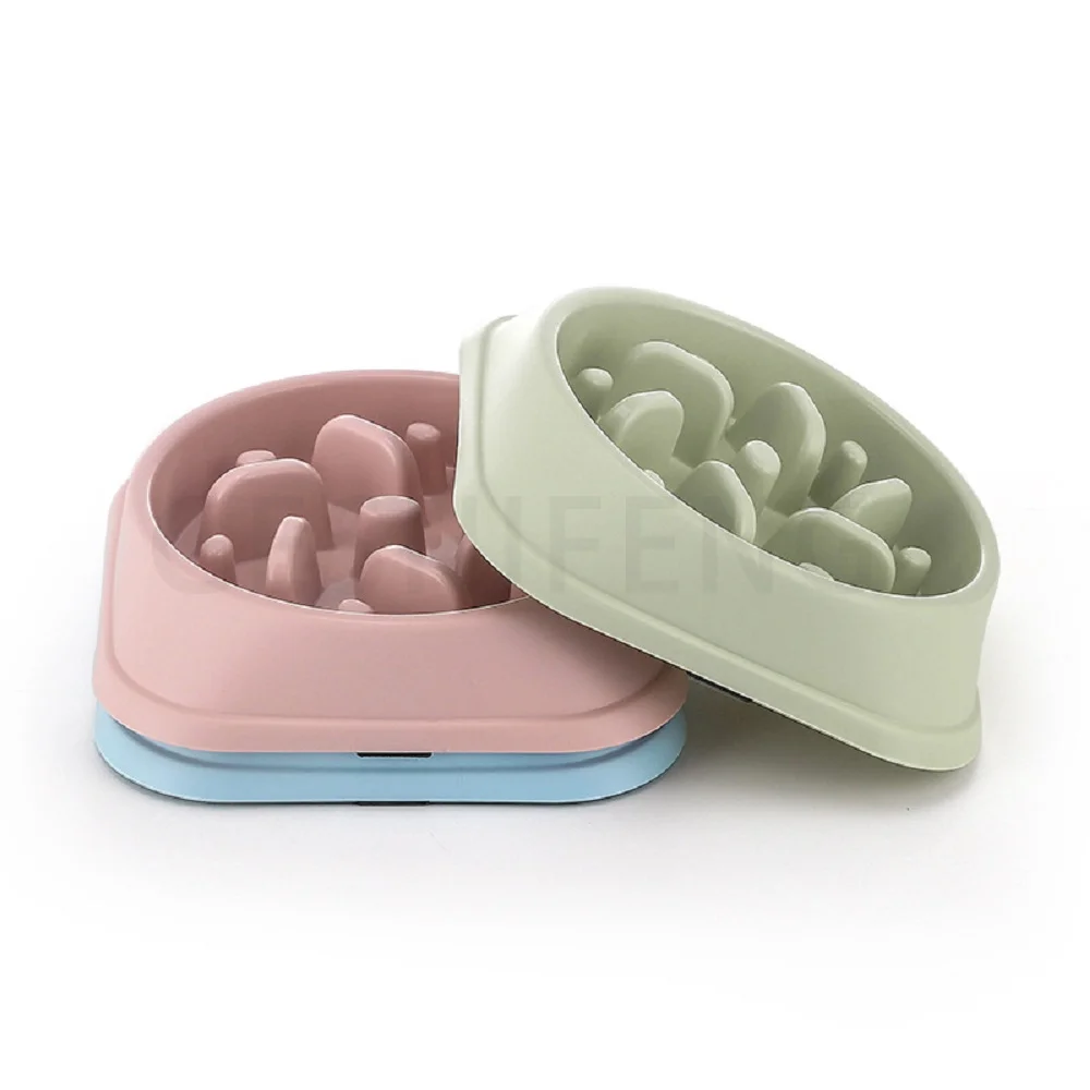2024 Wholesale Bite-Resistant plastic Slow Eat food feed bowl stop swallowing pet Bite-Resistant plastic Slow Eat food feed bowl