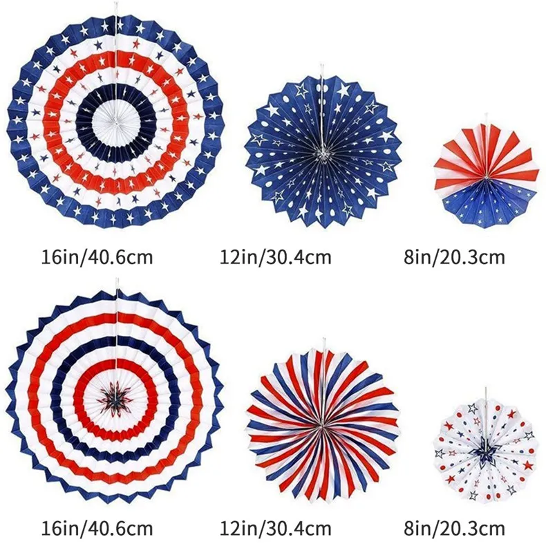 OMG 4th of July party Decorations Set American Flag Element Patriotic Supplies 7 Balloons 6 Paper Fans