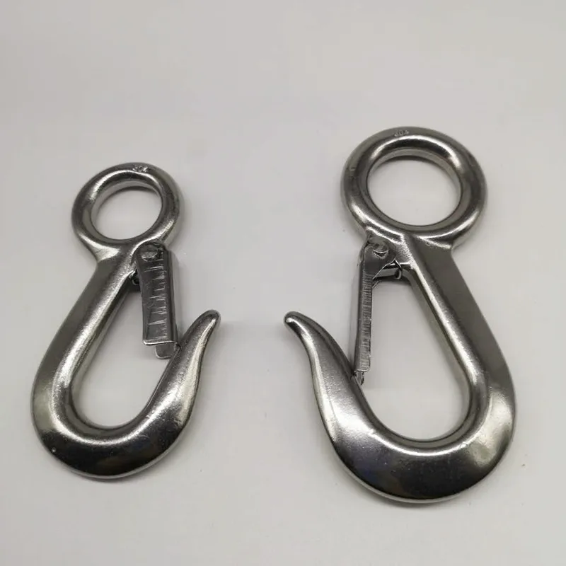0.2T/0.5T 304 Stainless Steel Round Eye Lifting Snap Hook Cargo Crane Marine Rigging Hardware Accessories