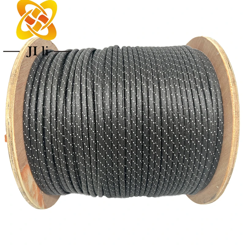 Подгонянная 5 мм черная UHMWPE Светоотражающая веревка уличная палатка
