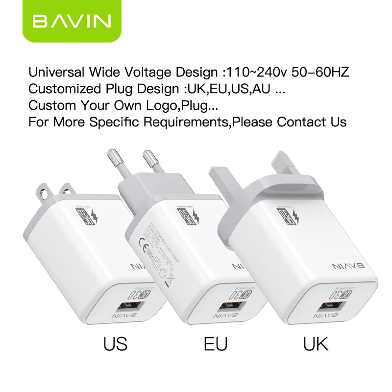 Оптовая цена индивидуальная вилка для Великобритании ЕС США порт Micro USB QC 3 0
