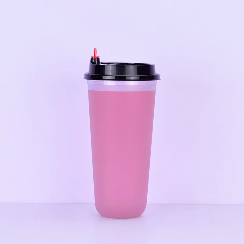 custom logo Disposable Printing Frosted U Shape Pp Injection Cup With Lid  boba cups
