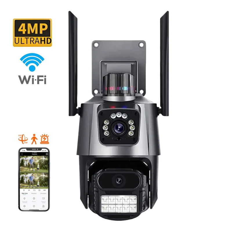 Фабричная двойная линза 4MP IP66 Водонепроницаемая наружная камера PI PTZ de Mini cc шпион wifi CCTV домашняя безопасности