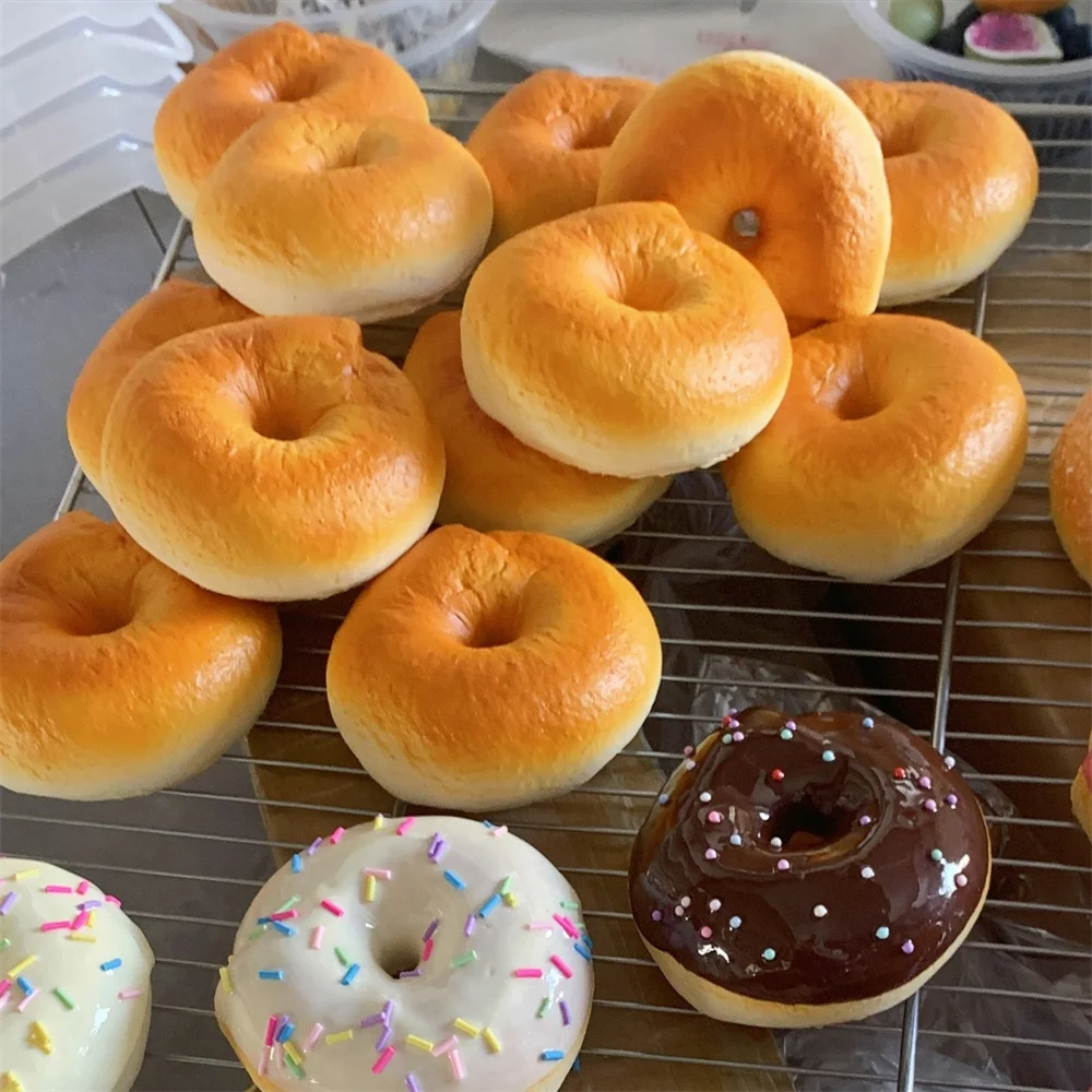 Simulated Donuts Round Toys Food Handmade Soft PU Bagel Colored Needles Pink Wall Decoration Squishy Cake Candy DIY Show Gift