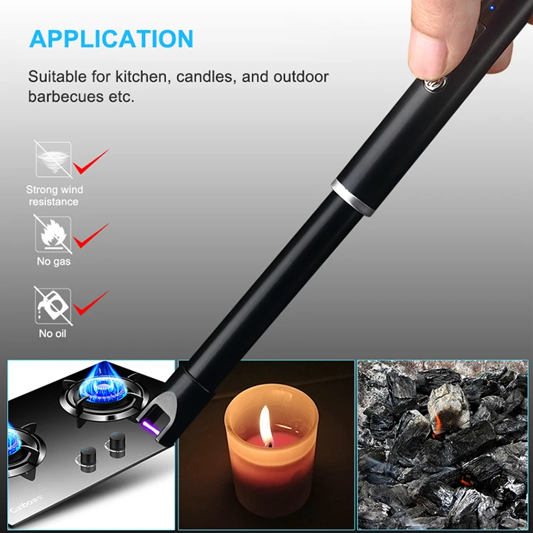 Plasma Arc Rechargeable Candle Lighters, USB Electric Windproof BBQ Lighter with Battery Indicator