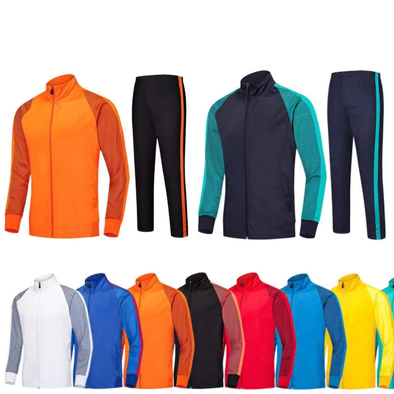 custom logo football club training suits Long sleeve Zipper jacket soccer suit