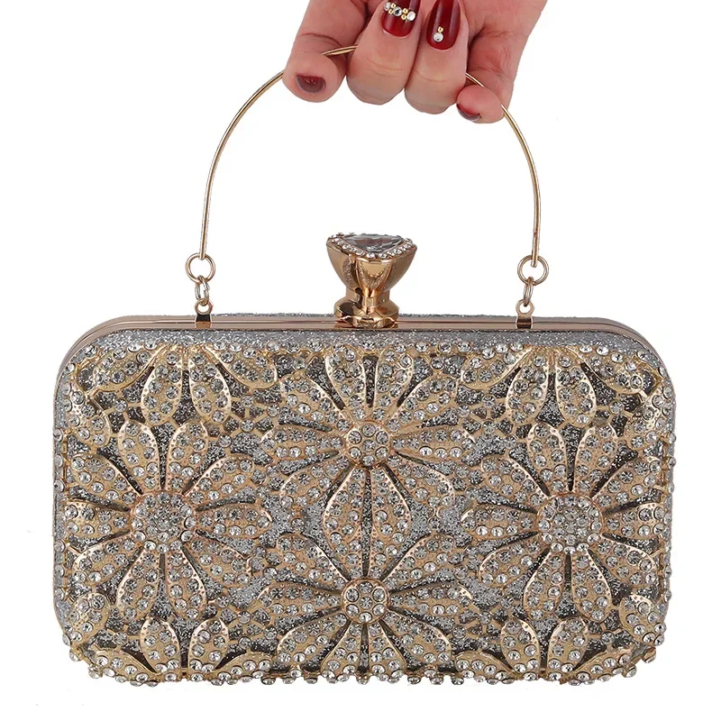 Wholesale Luxury Diamond-studded Rhinestone Beaded Wedding Clutch Purse Ladies Bridal Evening Bag Clutch 2023
