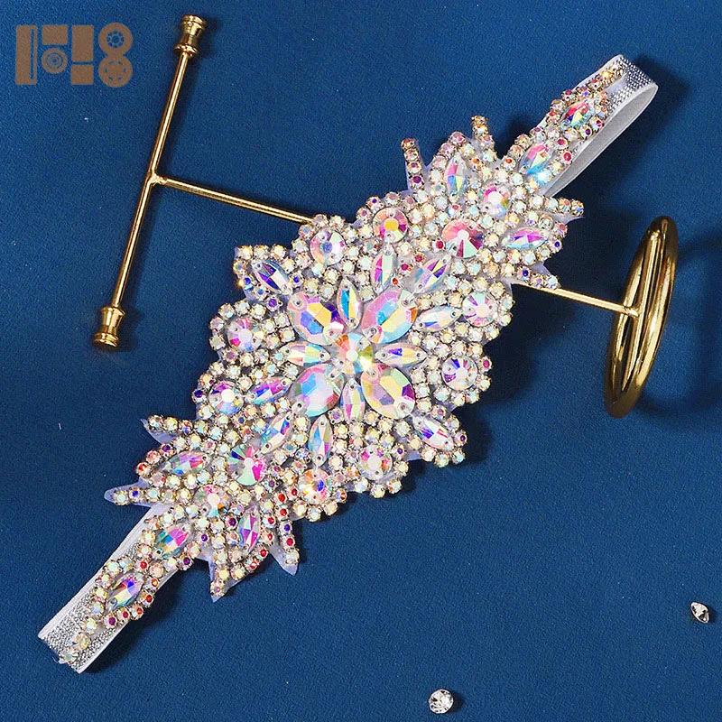 Повязка на голову со стразами для невесты ручной работы с различными широкими краями и стразами, эластичная для свадебных аксессуаров