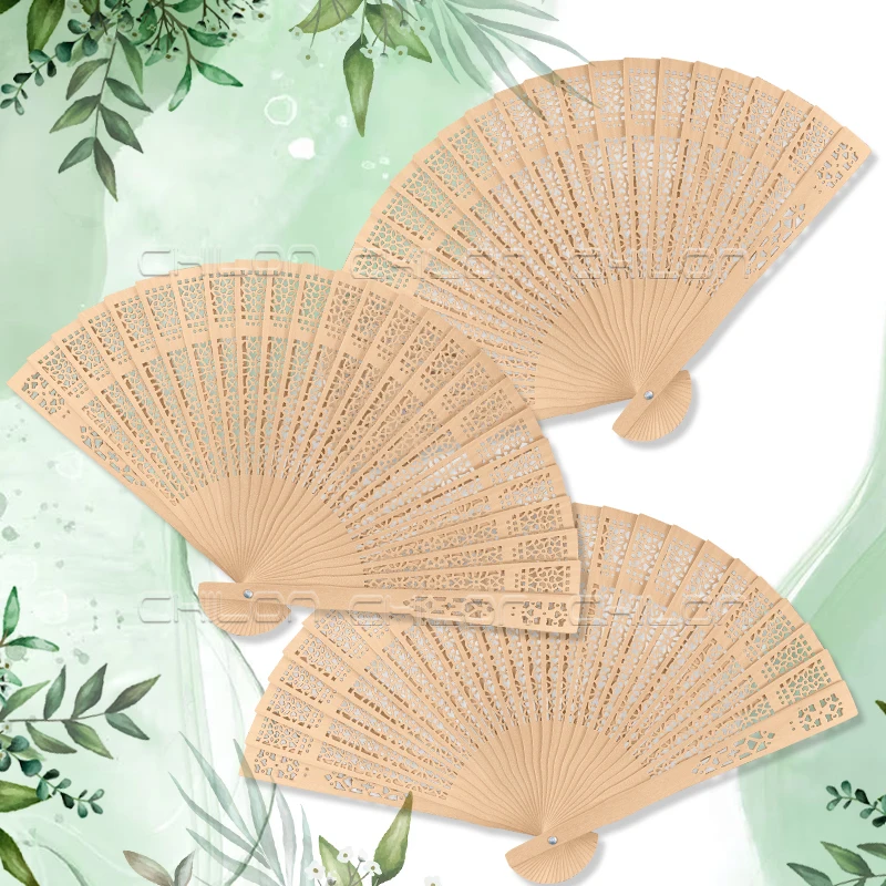 Personalized Custom Logo Hollow Out Hand Fan Wedding Decoration Handicraft Handheld Sandalwood Fans