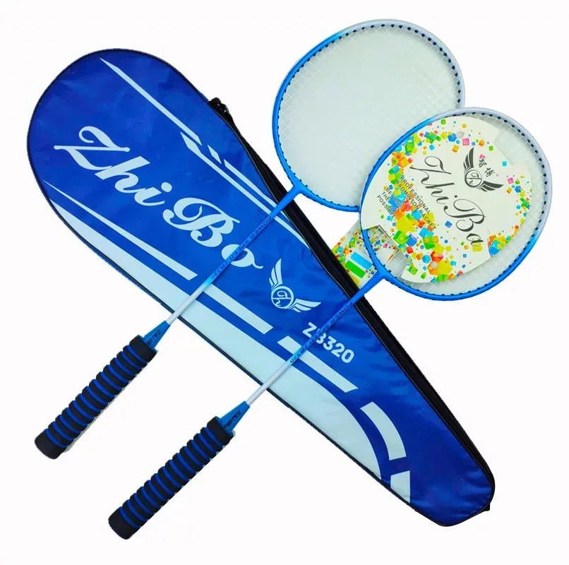 Professional wholesale iron alloy shock absorption training badminton racquet set free custom LOGO badminton racket (11000004194243)