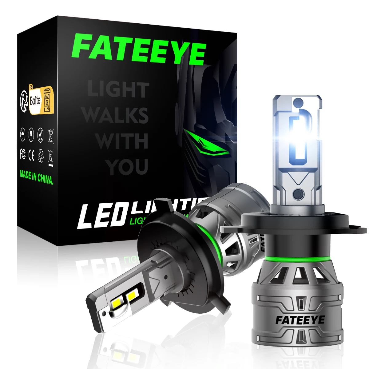 Fateeye High Power Auto Car Headlight Fans H4 LED Headlights 60w 13000LM H1 H4 H7 H11 9005 Led Lights Bulb Car Focos Led
