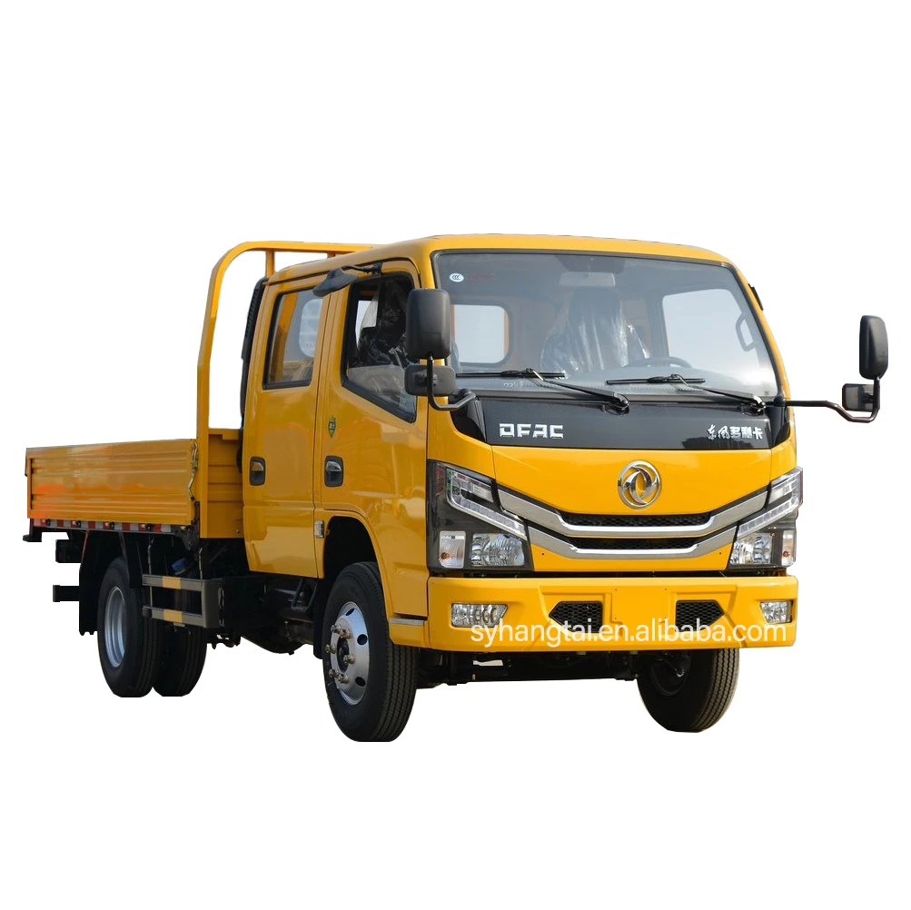 China DFAC 4x2 Double Cabin 3308mm Diesel 115hp Payload 2Ton Mini Transport Van Pickup Light Flatbed Cargo Truck
