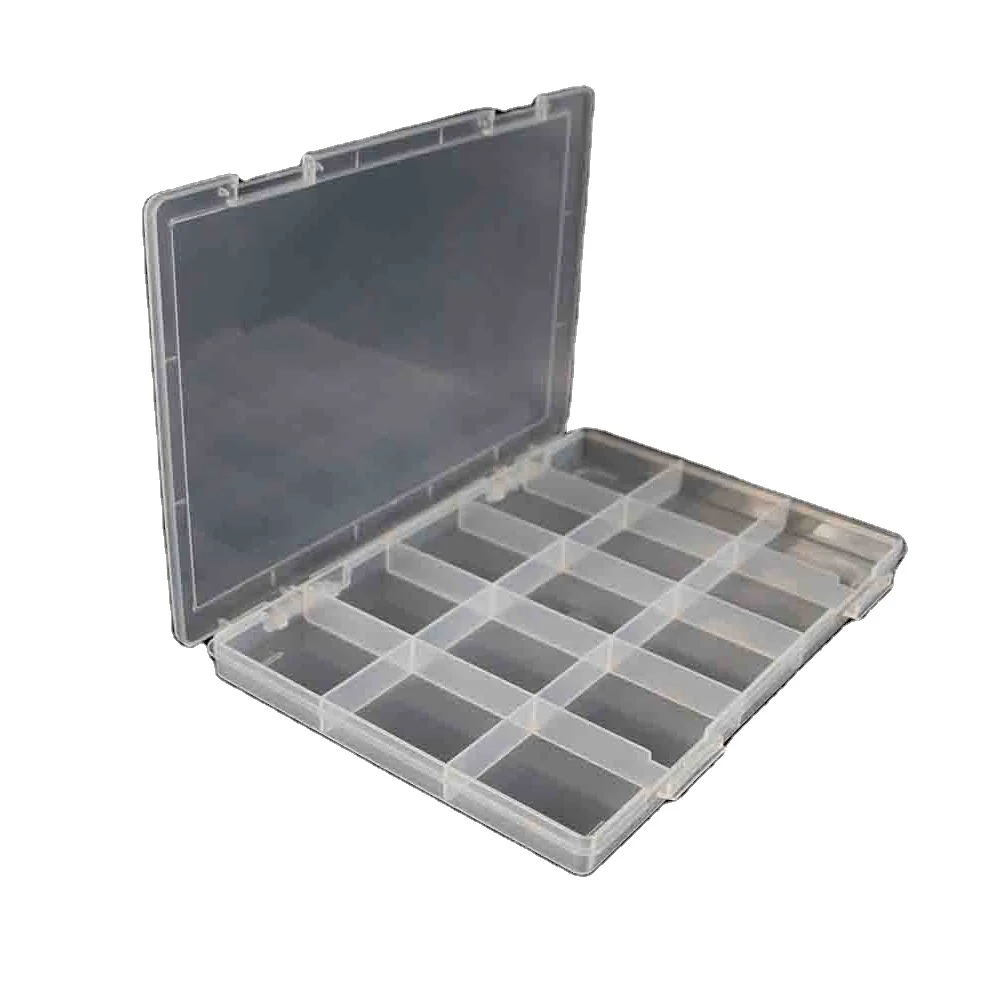 15 Slots Transparent Plastic Container Jewelry Organizer Compartment Storage Packing Box for Beads Rings Display