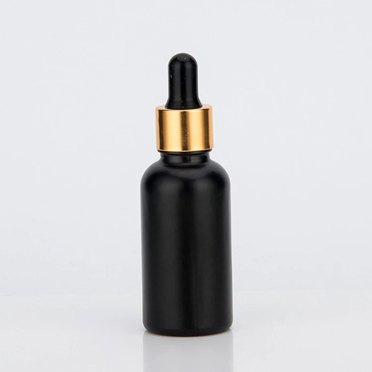 Hot 5ml 10ml 15ml 20ml 30ml 50ml 60ml 100ml essential oil bottle matte black frosted glass bamboo dropper bottle with bamboo cap