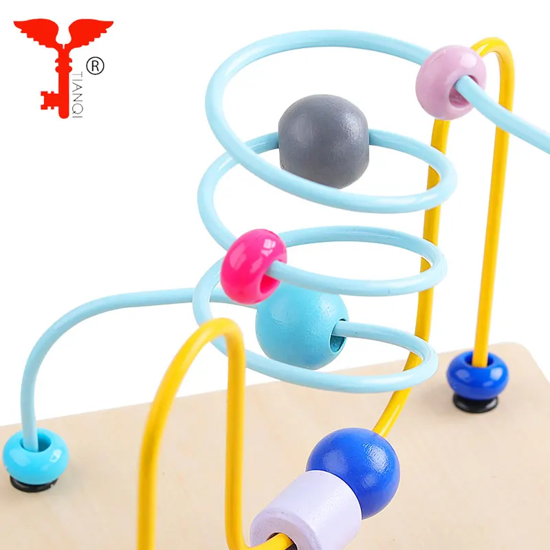 plain wood cube wooden toy bead maze intelligent game toy for baby