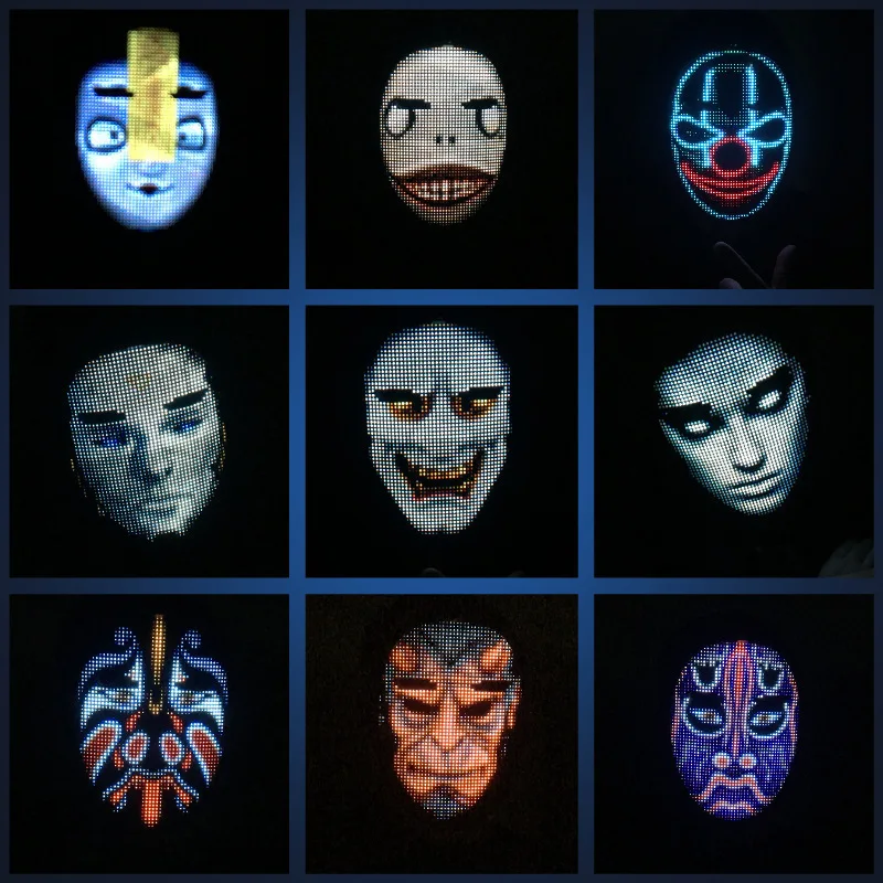 led programmable full face mask App controlled led flashing DIY masks