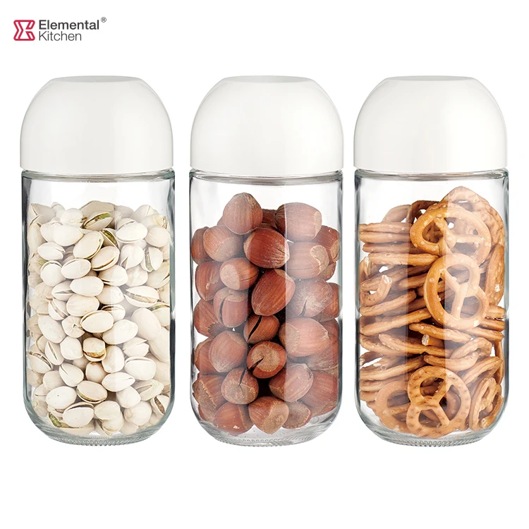 3 Pcs Storage Jar Set Soda-lime Glass stash pantry storage canning canister jars flip lid food clear glass jar for keep fresh