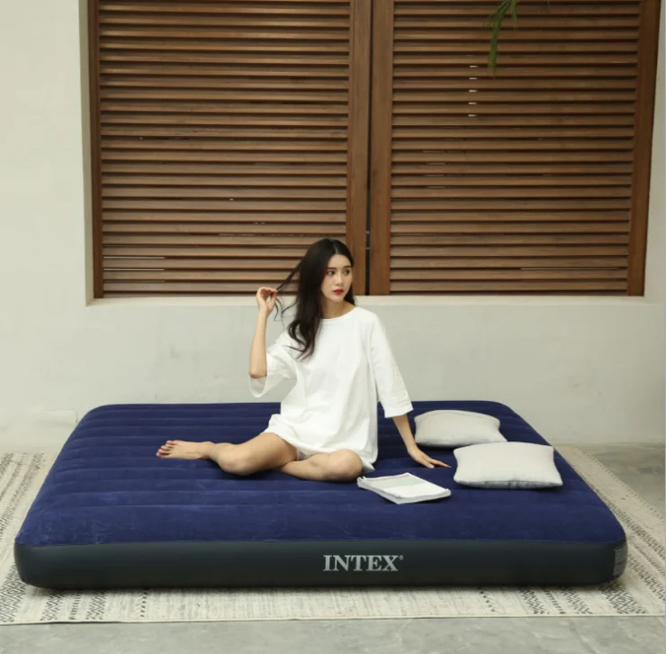 INTEX 64755 stripe flocking Double person 183CM King Classic Downy Airbed inflating camping mat inflatable mattress