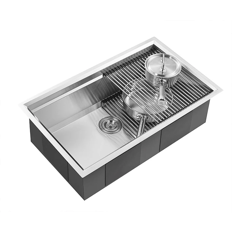 Портативная Коммерческая американская кухонная раковина ручной работы из нержавеющей стали 304