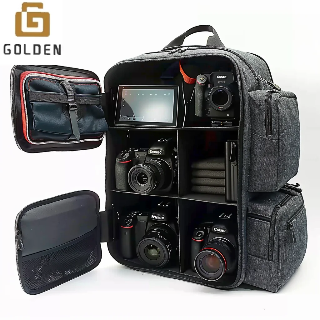 Golden Fashionable shoulder backpack Cross-Border Popular Shoulder Digital Camera Bag Outdoor Nylon