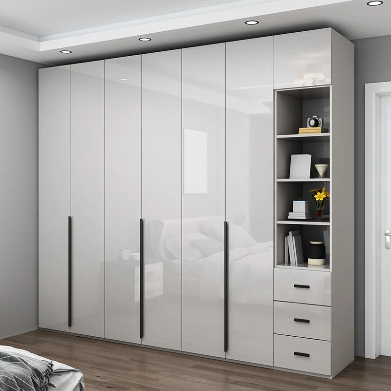 Bedroom Furniture Wooden Wardrobe Closet Cabinet UV High Gloss Glossy Surface cloakroom Free Combination Closets