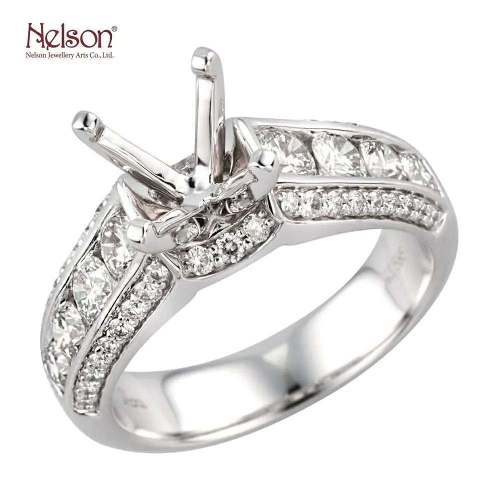 
Award Winning Factory Zero risk OEM ODM Popular Design Luxurious Classic Engagement 18K White Gold Diamond Ring Mount 