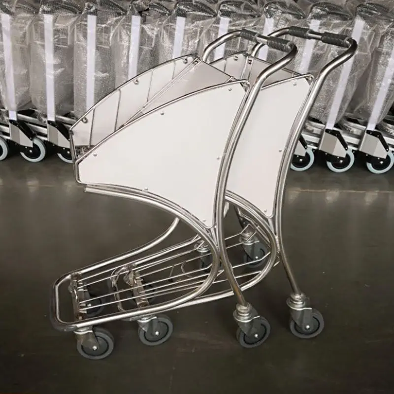 4 Wheel Shop Shopping Trolleys Hand Carts Airport Luggage Trolley Cart Modern Aluminium Alloy Airport Trolley with handle brake