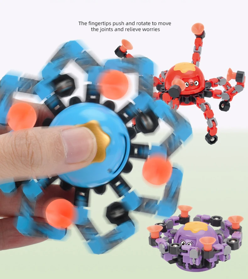 Juguetes Para Los Ninos Funny Octopus Interesting Face Changing Stress Relief DIY Mechanical Spinner Fidget Toys