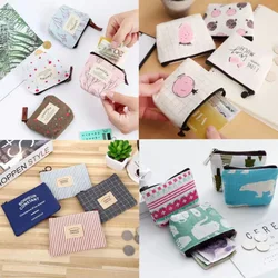 Fabric Student Purse Cotton Canvas Mini Zipper Cute Coin Bags Short Square Gift Key Bag with Logo Customized Wholesale