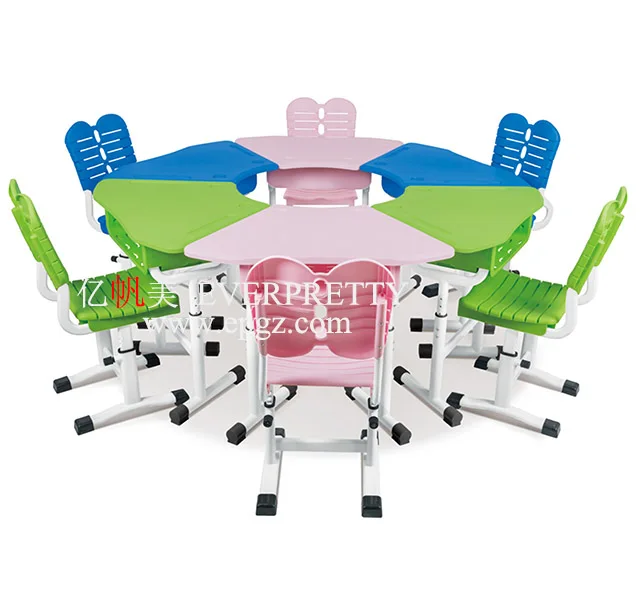 Preschool Furniture Kids Reading Table Plastic Study Desk Chair Set for Kids Team Work